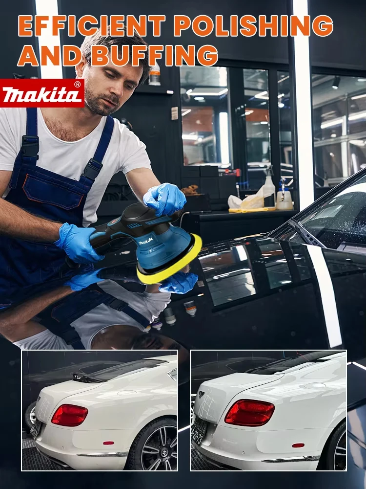 Genuine Makita 8-Gear Digital Display Cordless Car Polisher Original Electric Auto Waxing & Polishing Machine Compatible with Makita 18V Battery