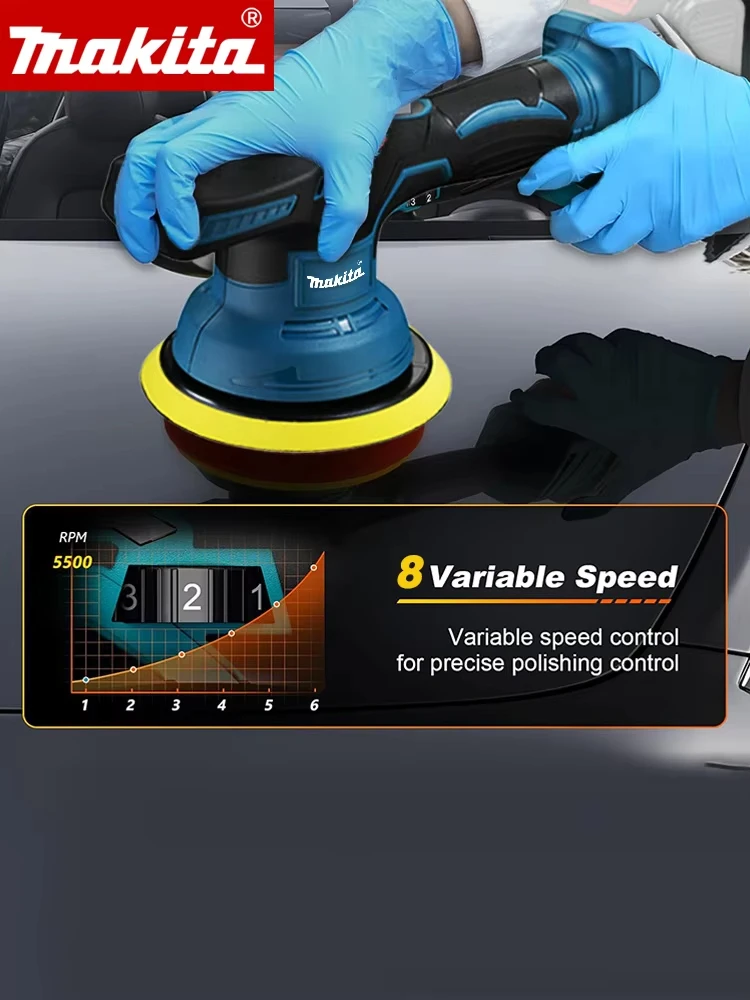 Genuine Makita 8-Gear Digital Display Cordless Car Polisher Original Electric Auto Waxing & Polishing Machine Compatible with Makita 18V Battery