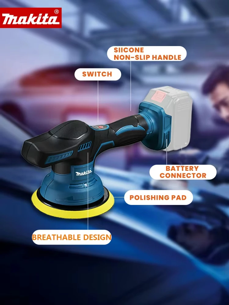 Genuine Makita 8-Gear Digital Display Cordless Car Polisher Original Electric Auto Waxing & Polishing Machine Compatible with Makita 18V Battery