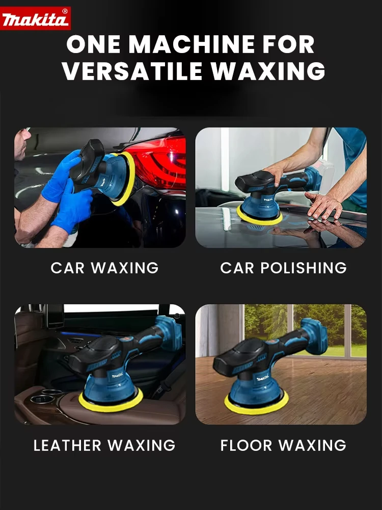 Genuine Makita 8-Gear Digital Display Cordless Car Polisher Original Electric Auto Waxing & Polishing Machine Compatible with Makita 18V Battery